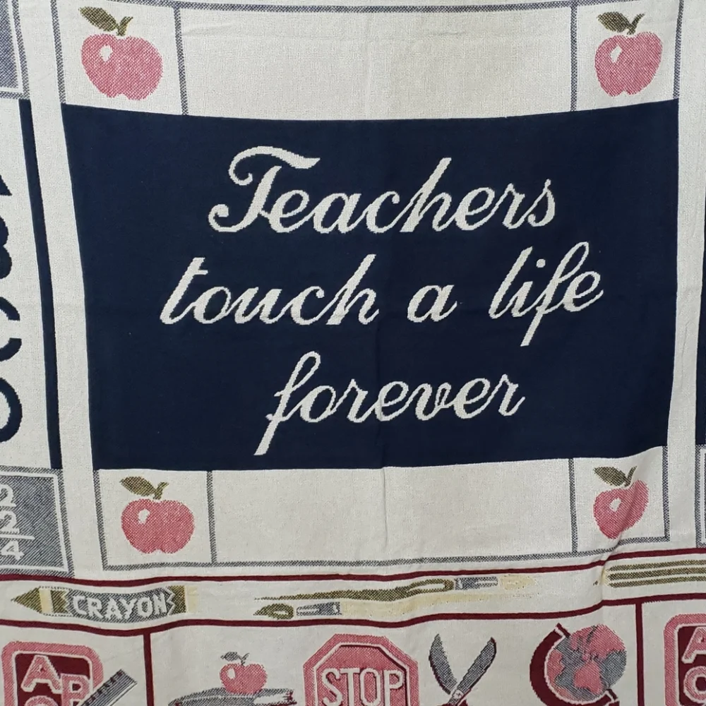 VTG 1995 Teacher's tapestry throw blanket cotton Teachers Touch a Life Forever